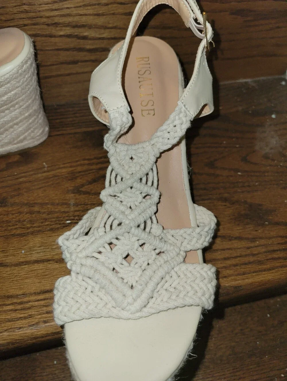 Beige Braided Espadrille Wedge Sandals - Women. Size 9. Never Worn.